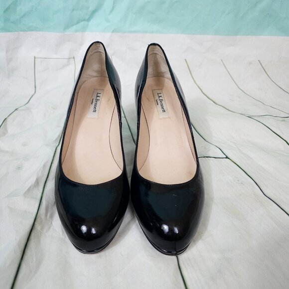 L.K.BENNETT Black Patent Leather Sabira Heels Pumps~Size 39 - Picture 3 of 8